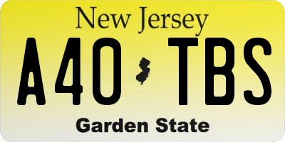 NJ license plate A40TBS