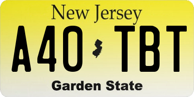 NJ license plate A40TBT