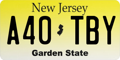 NJ license plate A40TBY