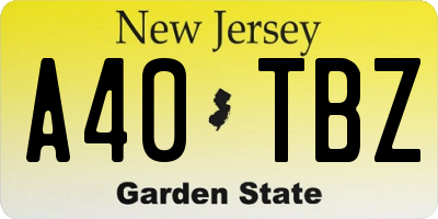 NJ license plate A40TBZ
