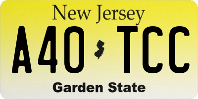 NJ license plate A40TCC