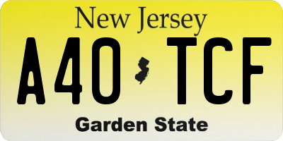 NJ license plate A40TCF