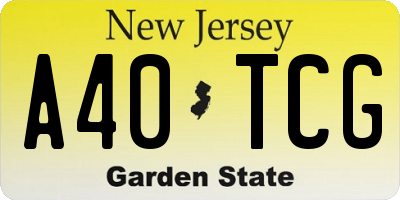 NJ license plate A40TCG