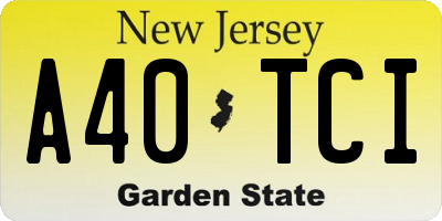 NJ license plate A40TCI