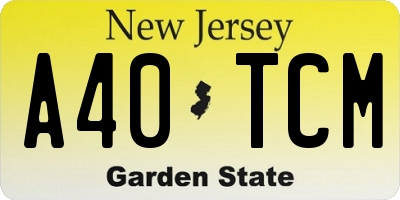 NJ license plate A40TCM