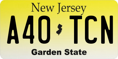 NJ license plate A40TCN