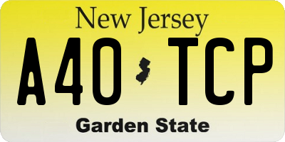 NJ license plate A40TCP