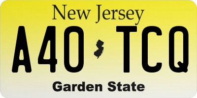 NJ license plate A40TCQ