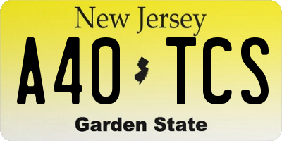 NJ license plate A40TCS