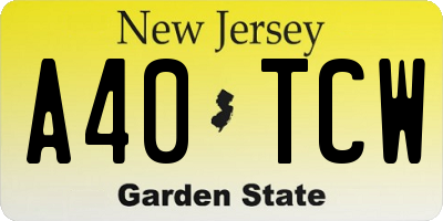 NJ license plate A40TCW