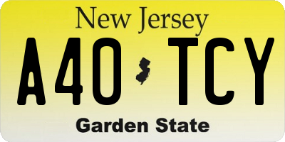 NJ license plate A40TCY