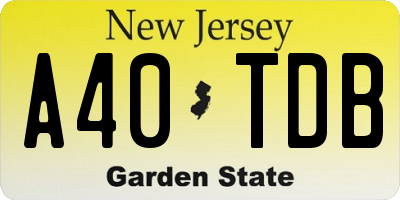 NJ license plate A40TDB