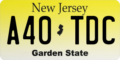 NJ license plate A40TDC
