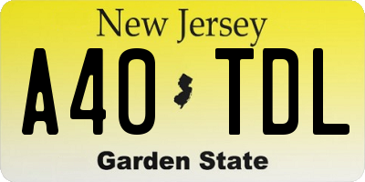 NJ license plate A40TDL