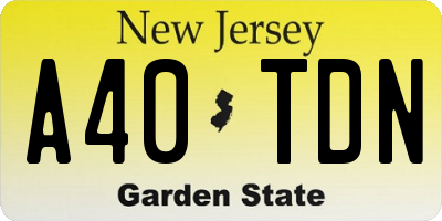 NJ license plate A40TDN