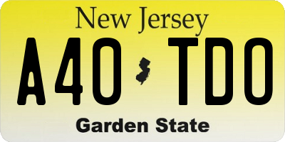 NJ license plate A40TDO