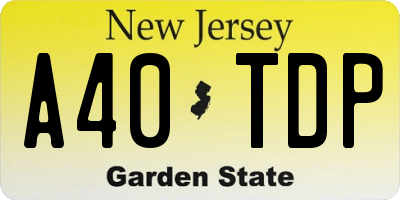 NJ license plate A40TDP