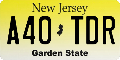 NJ license plate A40TDR