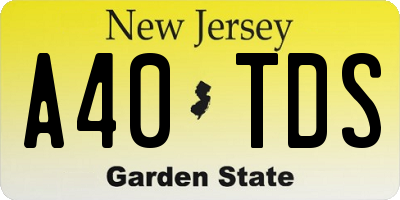 NJ license plate A40TDS