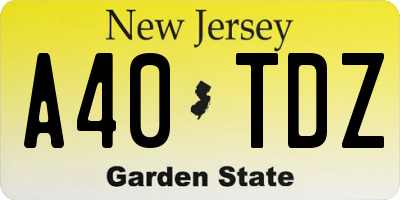 NJ license plate A40TDZ