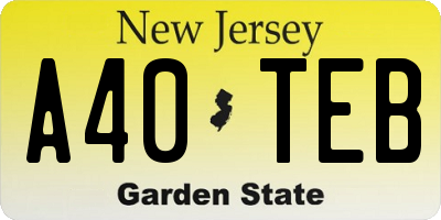 NJ license plate A40TEB