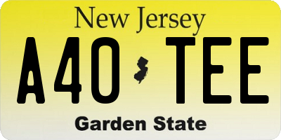 NJ license plate A40TEE