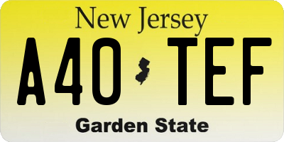 NJ license plate A40TEF