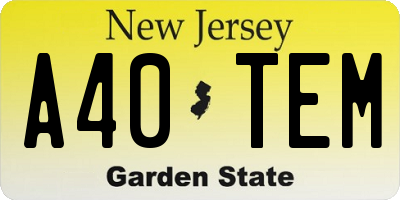 NJ license plate A40TEM