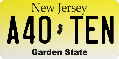 NJ license plate A40TEN