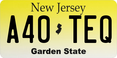 NJ license plate A40TEQ