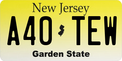 NJ license plate A40TEW