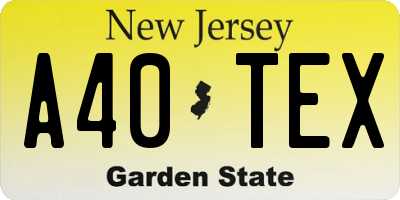 NJ license plate A40TEX