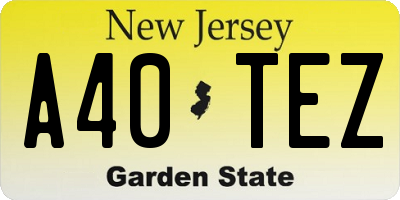 NJ license plate A40TEZ