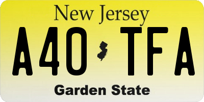 NJ license plate A40TFA