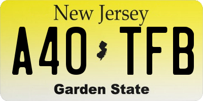 NJ license plate A40TFB