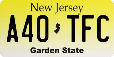 NJ license plate A40TFC