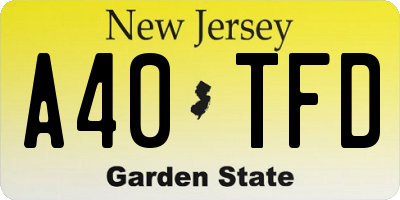 NJ license plate A40TFD