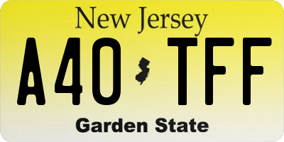 NJ license plate A40TFF