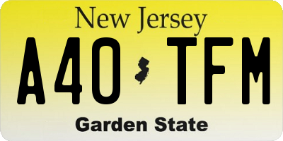 NJ license plate A40TFM