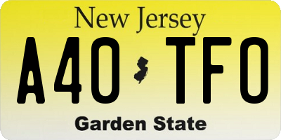 NJ license plate A40TFO