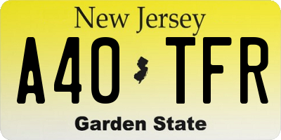 NJ license plate A40TFR