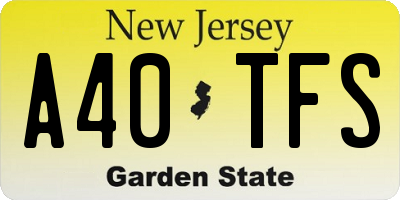 NJ license plate A40TFS