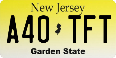 NJ license plate A40TFT