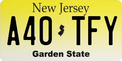 NJ license plate A40TFY