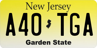 NJ license plate A40TGA