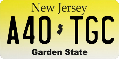 NJ license plate A40TGC