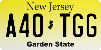 NJ license plate A40TGG
