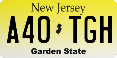 NJ license plate A40TGH