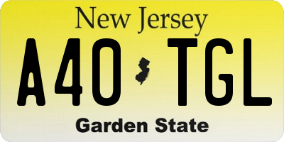 NJ license plate A40TGL