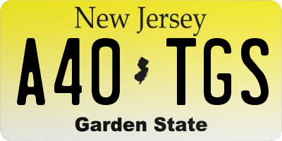 NJ license plate A40TGS